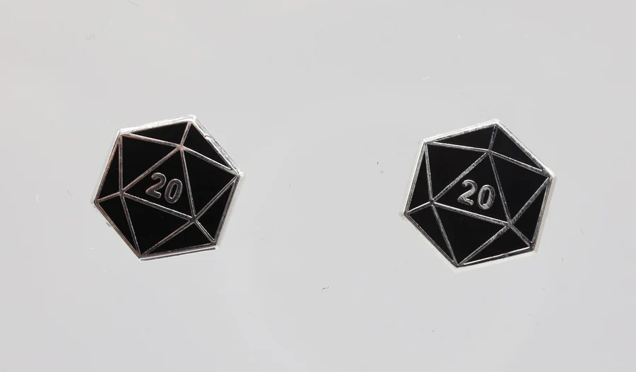 Foam Brain Dice: D20 Stud Earrings: Black FBG0839